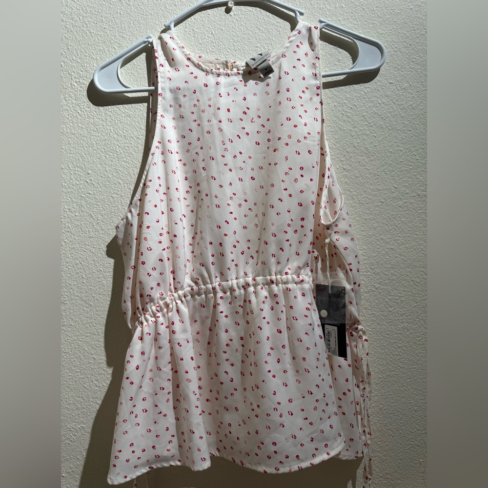 White Sleeveless Top with Red and Pink Animal Print